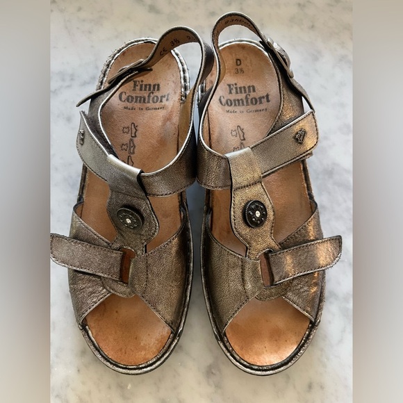 Finn Comfort Adana Metallic Leather Adjustable Sandals Women’s Size 5.5 - Picture 1 of 11